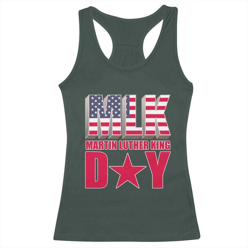 MLK Day Racerback Tank Top Martin Luther King Jr American Civil Rights Leader TS02 Dark Forest Green Print Your Wear
