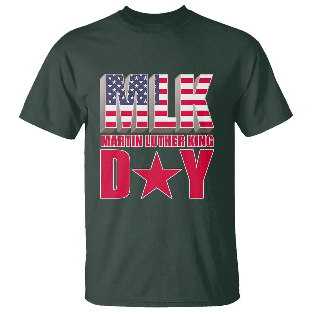 MLK T Shirt Martin Luther King Day Black History Month American Flag TS02 Dark Forest Green Printyourwear