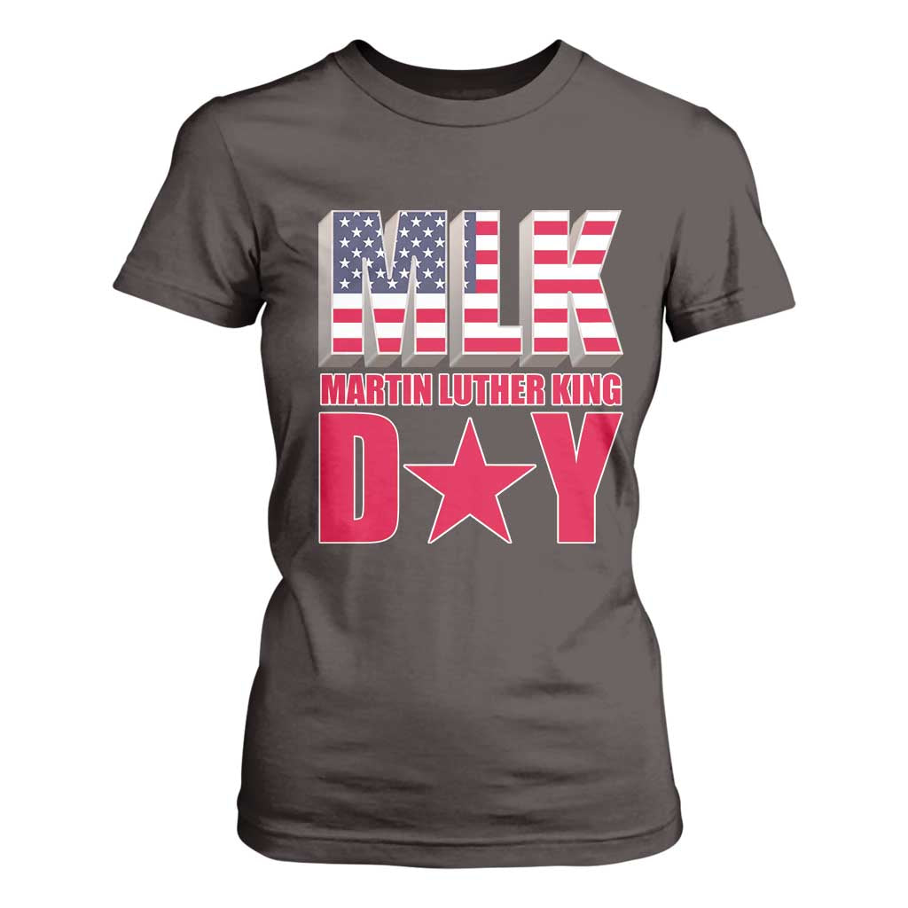 MLK Day T Shirt For Women Martin Luther King Jr American Civil Rights Leader TS02 Dark Chocolate Print Your Wear