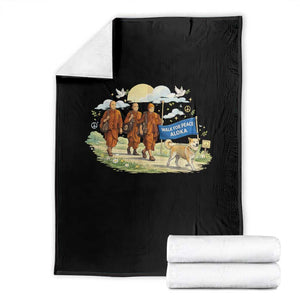 Walk for Peace Monks with Aloka the Dog Throw Blanket Spiritual Pilgrimage Buddhist Inspired TS02 Black Print Your Wear