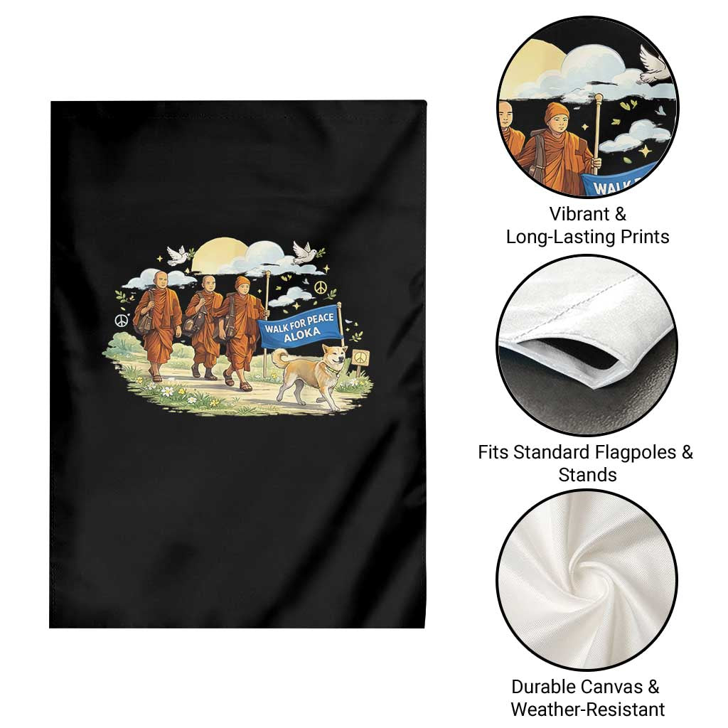 Walk for Peace Monks with Aloka the Dog Garden Flag Spiritual Pilgrimage Buddhist Inspired TS02 Print Your Wear