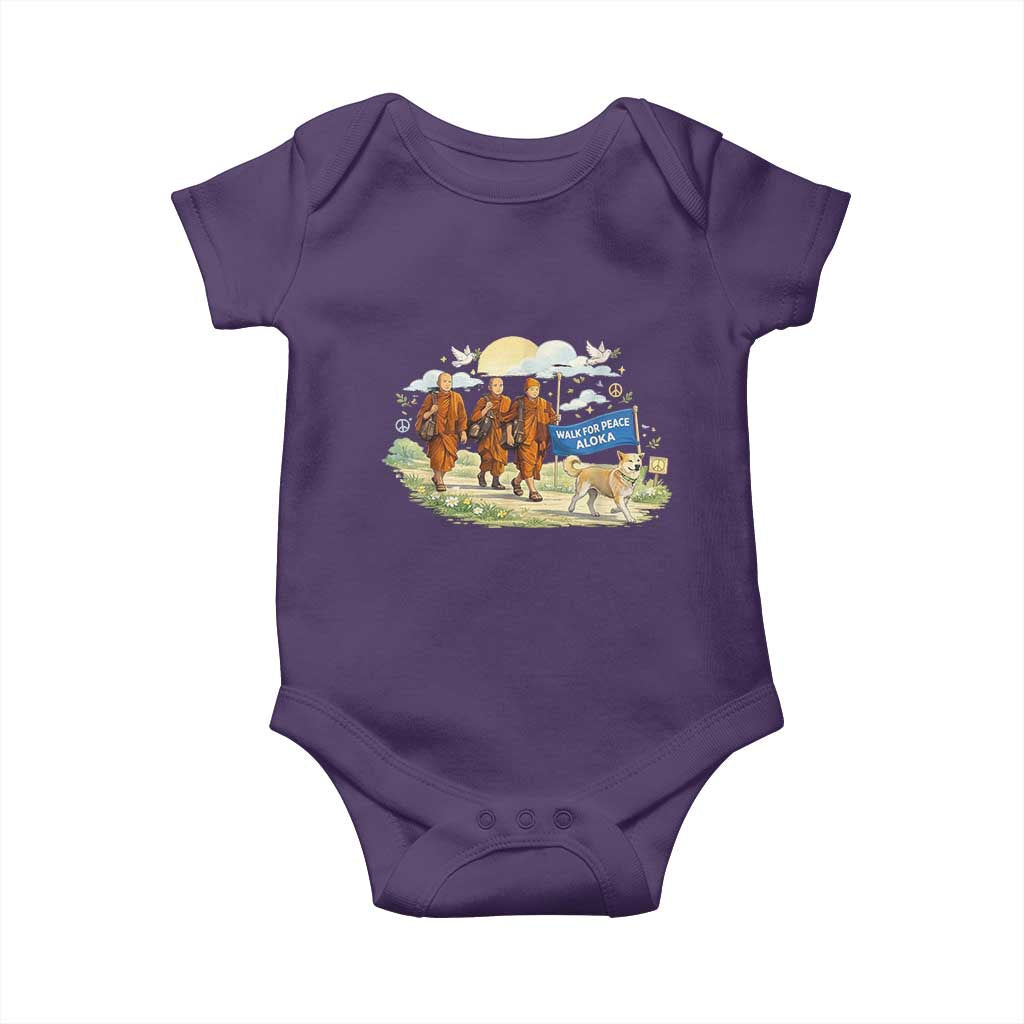 Walk for Peace Monks with Aloka the Dog Baby Onesie Spiritual Pilgrimage Buddhist Inspired TS02 Purple Print Your Wear