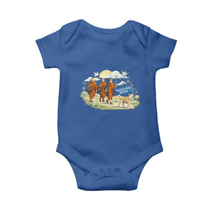 Walk for Peace Monks with Aloka the Dog Baby Onesie Spiritual Pilgrimage Buddhist Inspired TS02 Royal Blue Print Your Wear