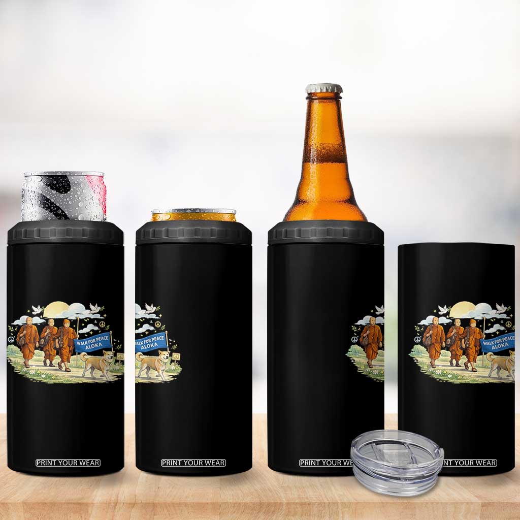 Walk for Peace Monks with Aloka the Dog 4 in 1 Can Cooler Tumbler Spiritual Pilgrimage Buddhist Inspired TS02 Print Your Wear