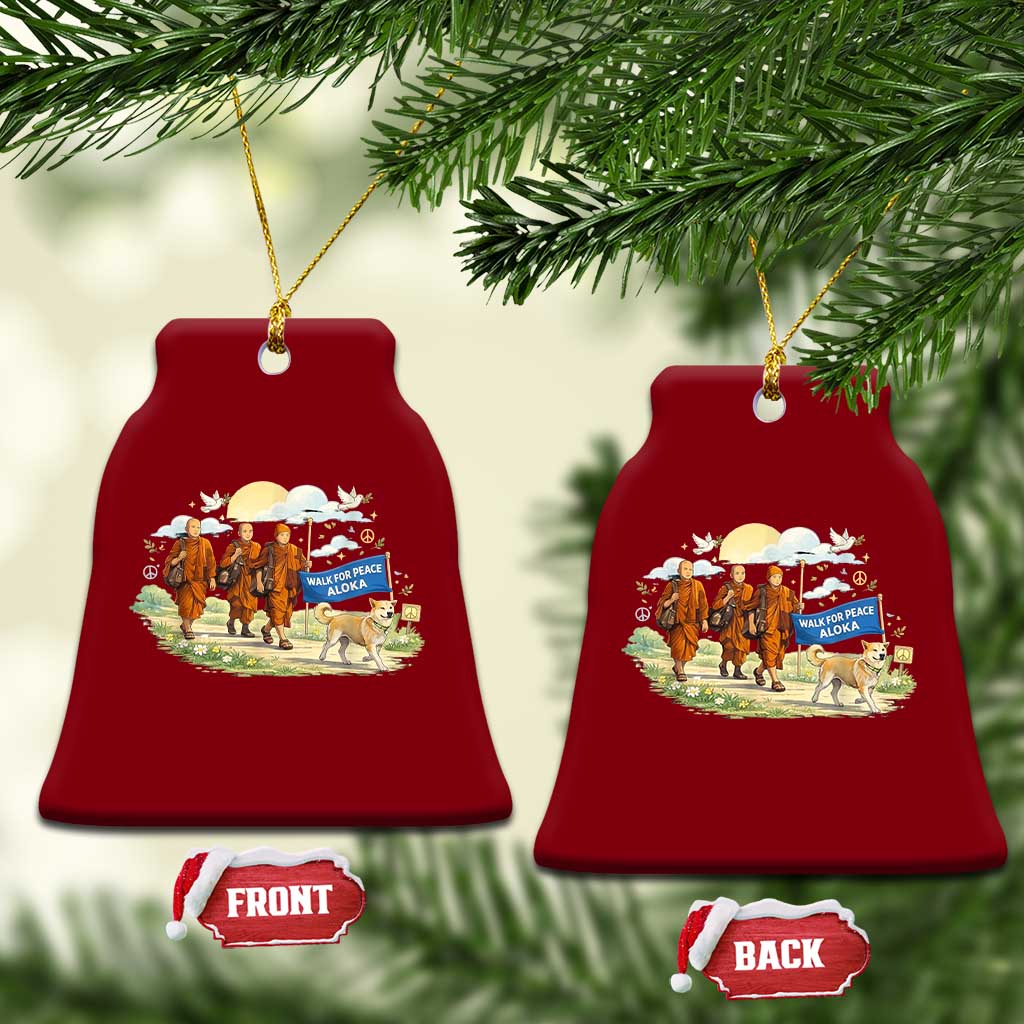 Walk for Peace Monks with Aloka the Dog Ceramic Ornament Spiritual Pilgrimage Buddhist Inspired TS02 Print Your Wear