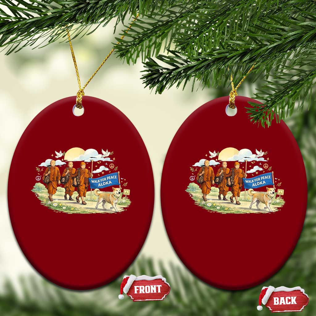 Walk for Peace Monks with Aloka the Dog Ceramic Ornament Spiritual Pilgrimage Buddhist Inspired TS02 Print Your Wear