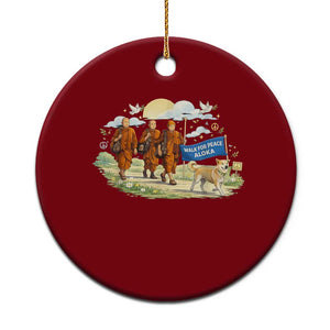 Walk for Peace Monks with Aloka the Dog Ceramic Ornament Spiritual Pilgrimage Buddhist Inspired TS02 1pc Red Print Your Wear