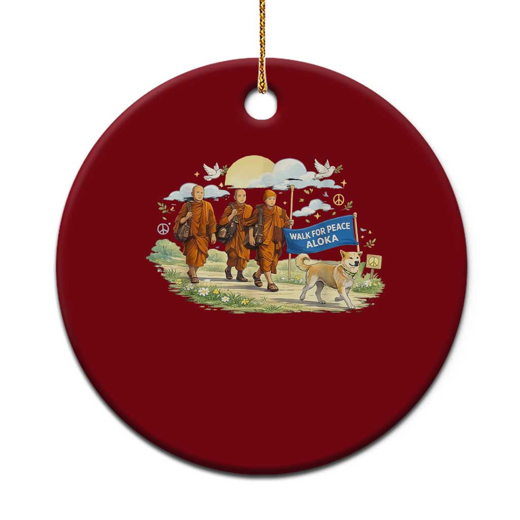Walk for Peace Monks with Aloka the Dog Ceramic Ornament Spiritual Pilgrimage Buddhist Inspired TS02 1pc Red Print Your Wear