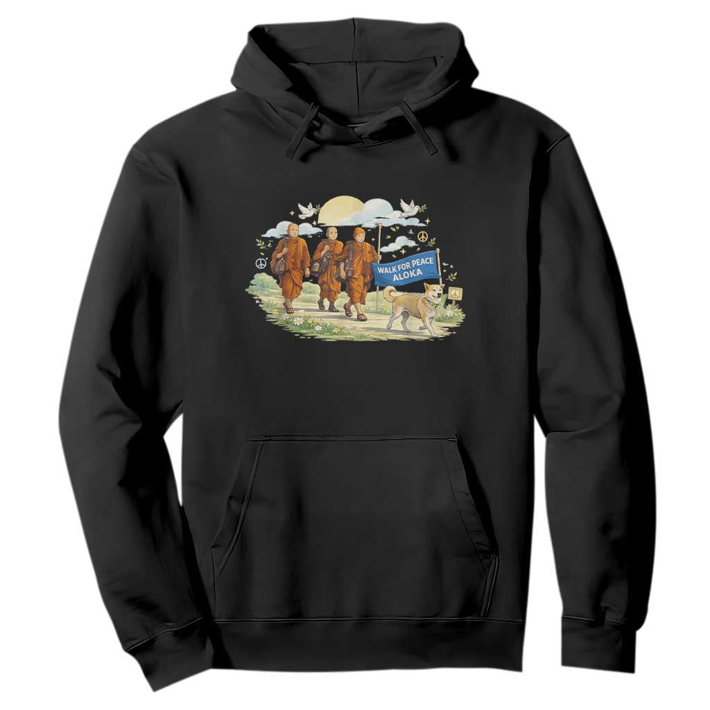 Walk for Peace Monks with Aloka the Dog Hoodie Spiritual Pilgrimage Buddhist Inspired TS02 Black Print Your Wear