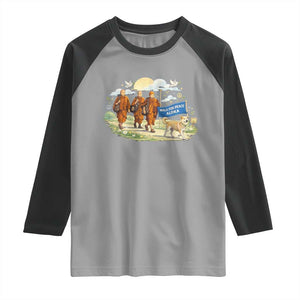 Walk for Peace Monks with Aloka the Dog Raglan Shirt Spiritual Pilgrimage Buddhist Inspired TS02 Sport Gray Black Print Your Wear