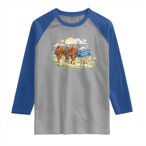 Walk for Peace Monks with Aloka the Dog Raglan Shirt Spiritual Pilgrimage Buddhist Inspired TS02 Sport Gray Royal Print Your Wear