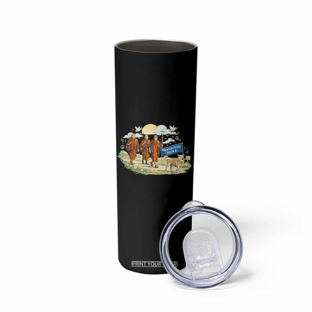 Walk for Peace Monks with Aloka the Dog Skinny Tumbler Spiritual Pilgrimage Buddhist Inspired TS02 Print Your Wear