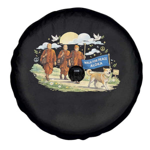 Walk for Peace Monks with Aloka the Dog Spare Tire Cover Spiritual Pilgrimage Buddhist Inspired TS02 Print Your Wear