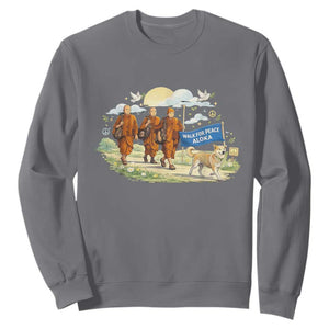 Walk for Peace Monks with Aloka the Dog Sweatshirt Spiritual Pilgrimage Buddhist Inspired TS02 Charcoal Print Your Wear