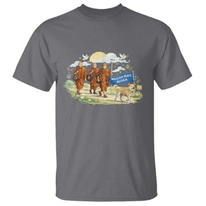 Walk for Peace Monks with Aloka the Dog T Shirt Spiritual Pilgrimage Buddhist Inspired TS02 Charcoal Print Your Wear