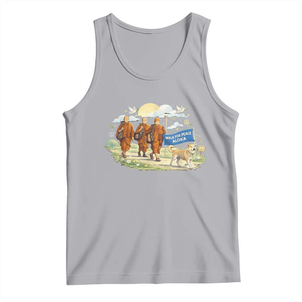 Walk for Peace Monks with Aloka the Dog Tank Top Spiritual Pilgrimage Buddhist Inspired TS02 Athletic Heather Print Your Wear
