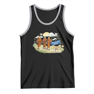 Walk for Peace Monks with Aloka the Dog Tank Top Spiritual Pilgrimage Buddhist Inspired TS02 Black Athletic Heather Print Your Wear