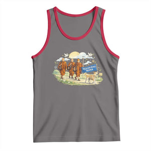 Walk for Peace Monks with Aloka the Dog Tank Top Spiritual Pilgrimage Buddhist Inspired TS02 Deep Heather Red Print Your Wear