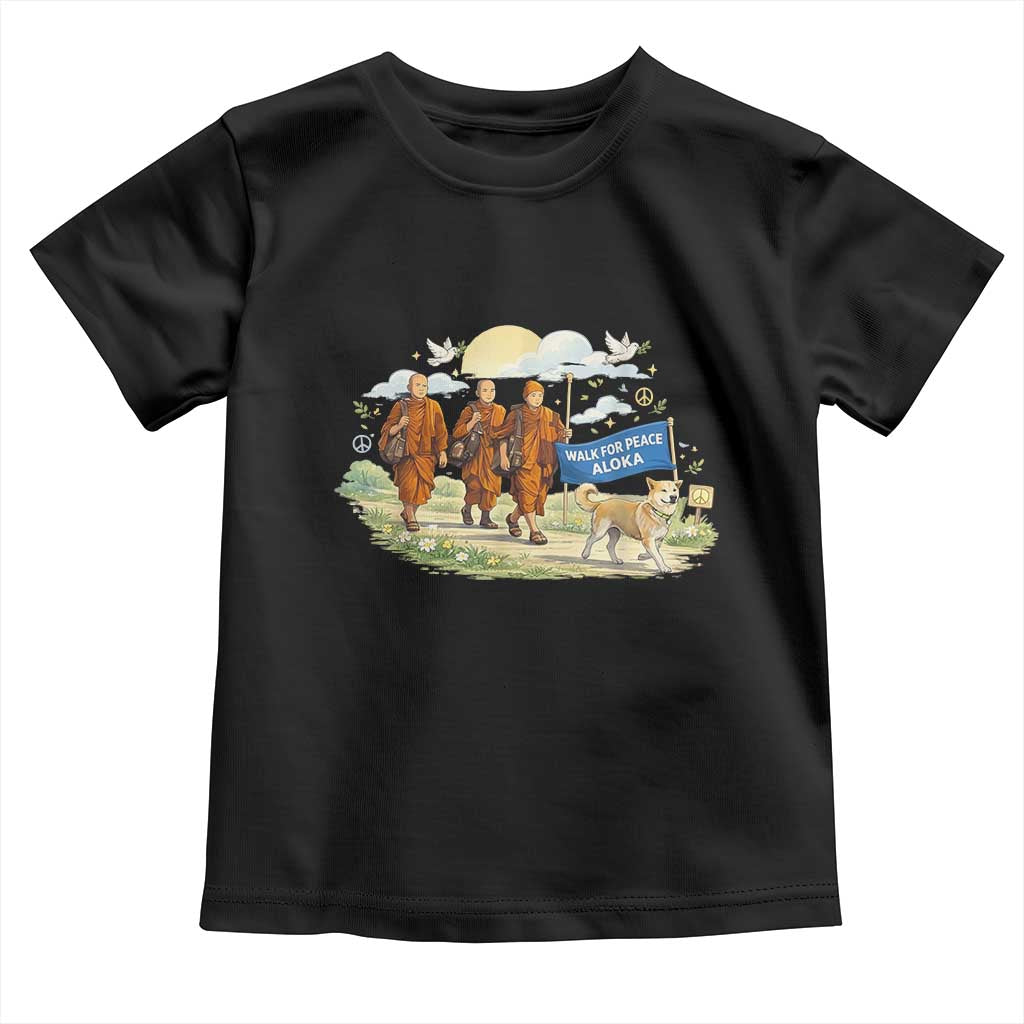 Walk for Peace Monks with Aloka the Dog Toddler T Shirt Spiritual Pilgrimage Buddhist Inspired TS02 Black Print Your Wear