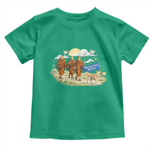 Walk for Peace Monks with Aloka the Dog Toddler T Shirt Spiritual Pilgrimage Buddhist Inspired TS02 Irish Green Print Your Wear