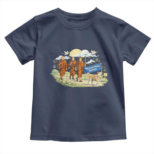 Walk for Peace Monks with Aloka the Dog Toddler T Shirt Spiritual Pilgrimage Buddhist Inspired TS02 Navy Print Your Wear