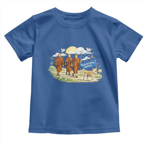 Walk for Peace Monks with Aloka the Dog Toddler T Shirt Spiritual Pilgrimage Buddhist Inspired TS02 Royal Blue Print Your Wear