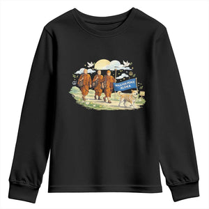 Walk for Peace Monks with Aloka the Dog Youth Sweatshirt Spiritual Pilgrimage Buddhist Inspired TS02 Black Print Your Wear