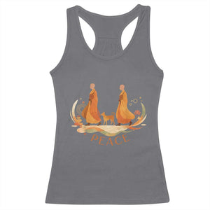 Peaceful Monks Walk with Aloka the Dog Racerback Tank Top Zen Art Buddhism Harmony TS02 Charcoal Print Your Wear