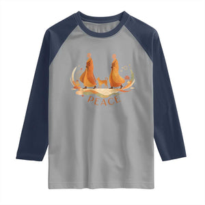 Peaceful Monks Walk with Aloka the Dog Raglan Shirt Zen Art Buddhism Harmony TS02 Sport Gray Navy Print Your Wear