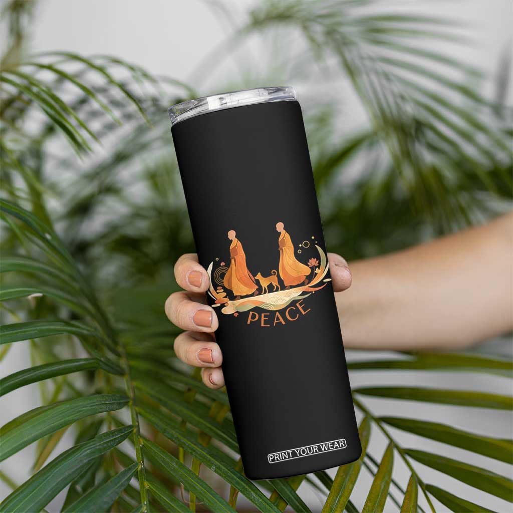 Peaceful Monks Walk with Aloka the Dog Skinny Tumbler Zen Art Buddhism Harmony TS02 Print Your Wear