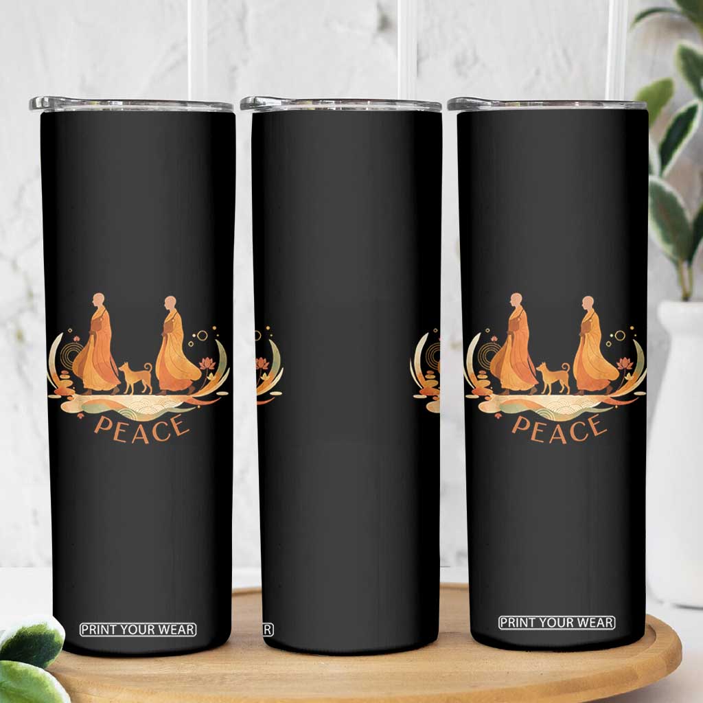 Peaceful Monks Walk with Aloka the Dog Skinny Tumbler Zen Art Buddhism Harmony TS02 Print Your Wear