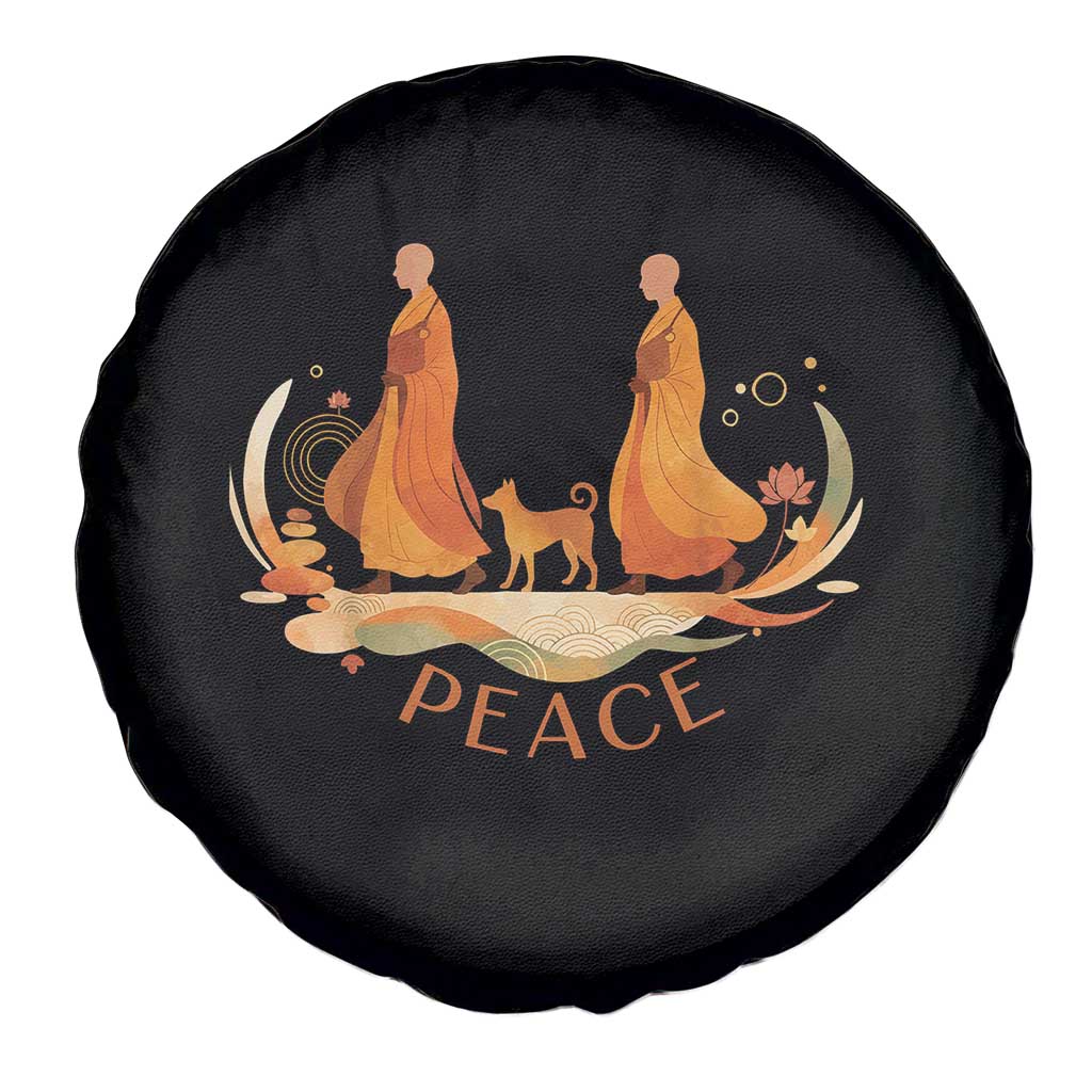 Peaceful Monks Walk with Aloka the Dog Spare Tire Cover Zen Art Buddhism Harmony TS02 Print Your Wear