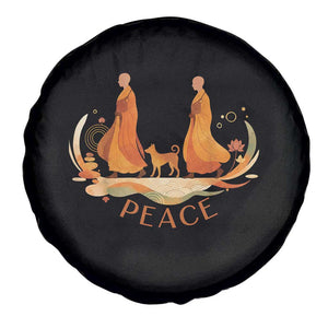 Peaceful Monks Walk with Aloka the Dog Spare Tire Cover Zen Art Buddhism Harmony TS02 Print Your Wear