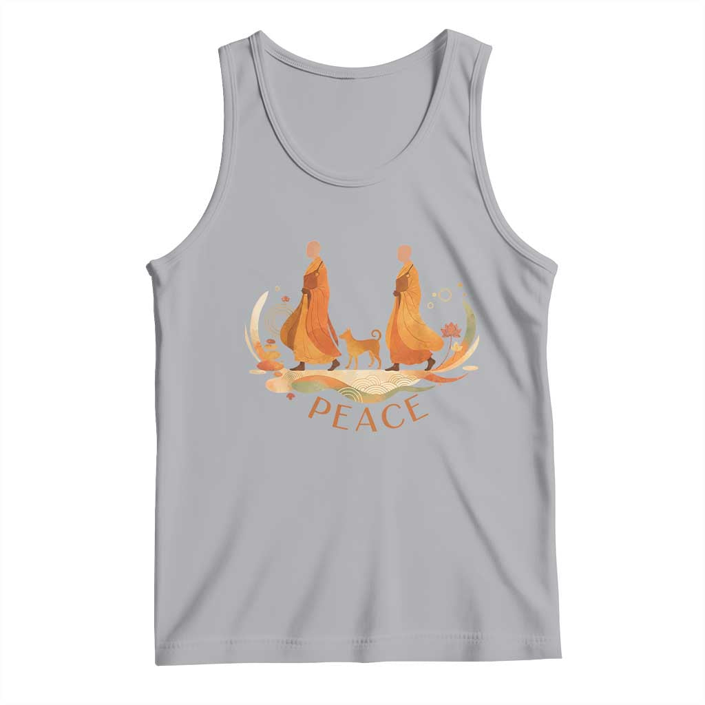 Peaceful Monks Walk with Aloka the Dog Tank Top Zen Art Buddhism Harmony TS02 Athletic Heather Print Your Wear