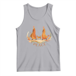 Peaceful Monks Walk with Aloka the Dog Tank Top Zen Art Buddhism Harmony TS02 Athletic Heather Print Your Wear