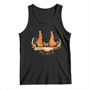Peaceful Monks Walk with Aloka the Dog Tank Top Zen Art Buddhism Harmony TS02 Black Print Your Wear