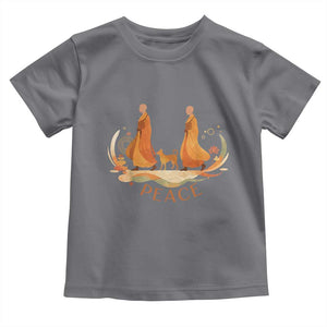 Peaceful Monks Walk with Aloka the Dog Toddler T Shirt Zen Art Buddhism Harmony TS02 Charcoal Print Your Wear