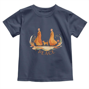 Peaceful Monks Walk with Aloka the Dog Toddler T Shirt Zen Art Buddhism Harmony TS02 Navy Print Your Wear