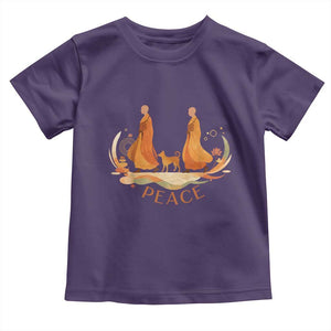 Peaceful Monks Walk with Aloka the Dog Toddler T Shirt Zen Art Buddhism Harmony TS02 Purple Print Your Wear