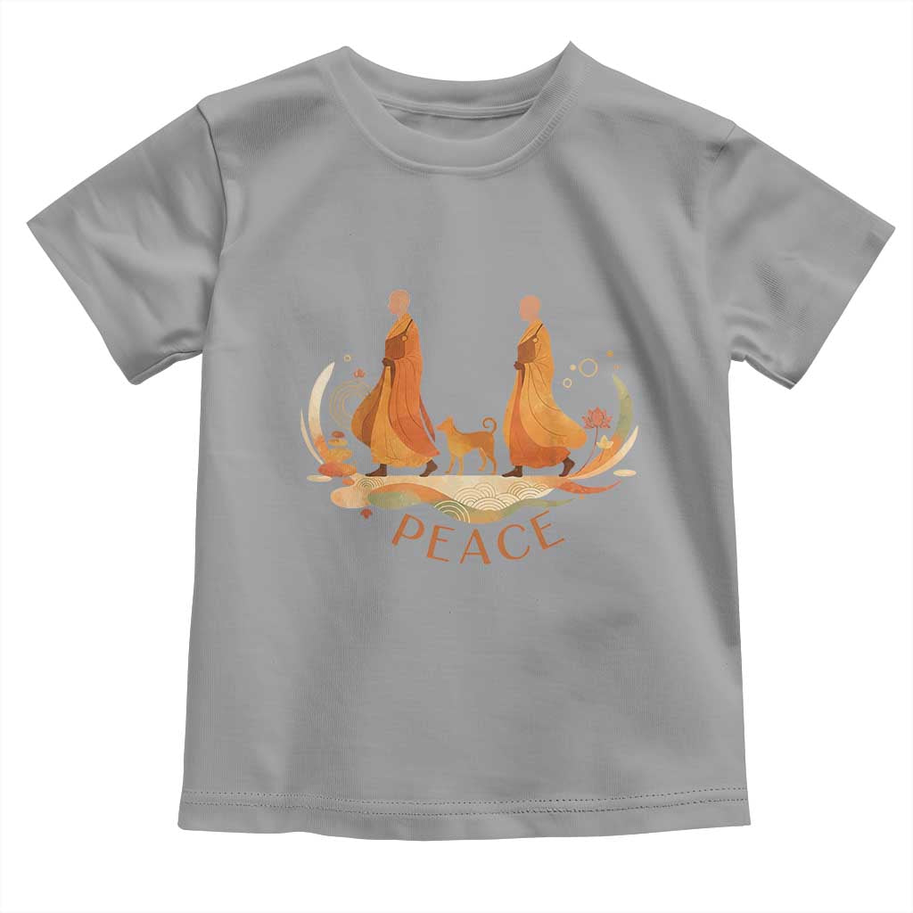 Peaceful Monks Walk with Aloka the Dog Toddler T Shirt Zen Art Buddhism Harmony TS02 Sport Gray Print Your Wear