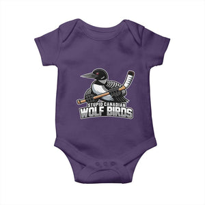 Stupid Canadian Wolf Birds Baby Onesie Funny Common Loon Viral Hockey Romance TS02 Purple Print Your Wear