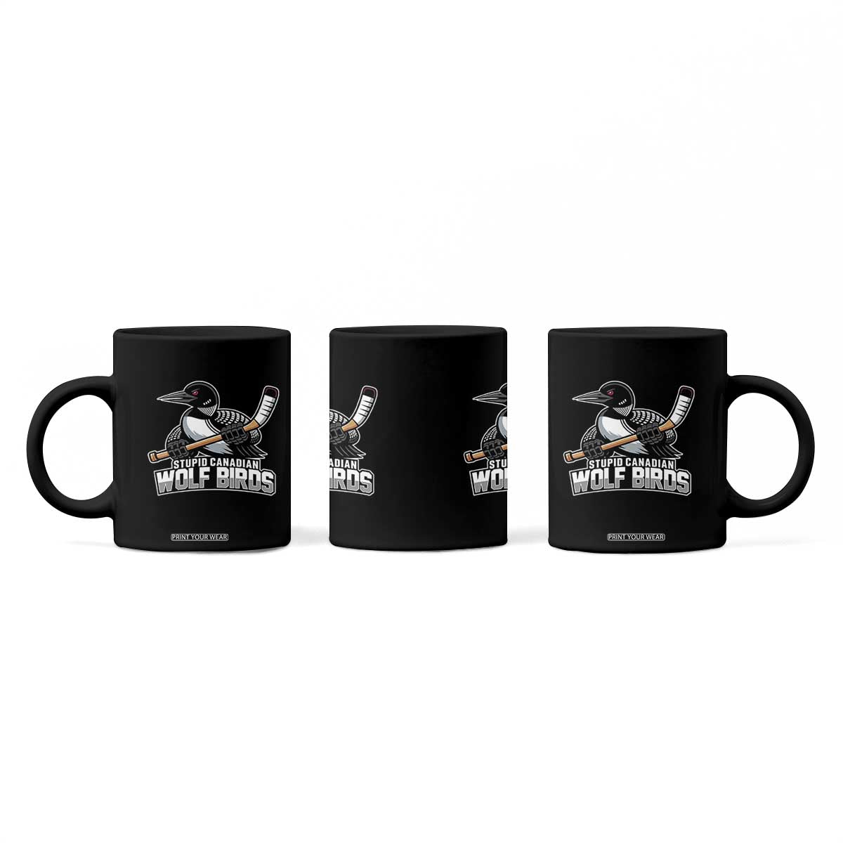 Stupid Canadian Wolf Birds Coffee Mug Funny Common Loon Viral Hockey Romance TS02 Print Your Wear