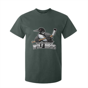 Stupid Canadian Wolf Birds T Shirt For Kid Funny Common Loon Viral Hockey Romance TS02 Dark Forest Green Print Your Wear