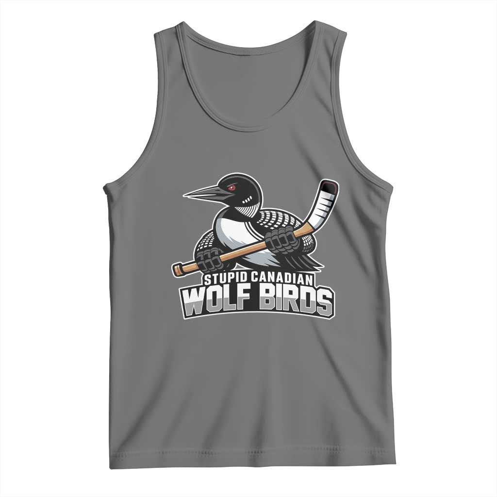 Stupid Canadian Wolf Birds Tank Top Funny Common Loon Viral Hockey Romance TS02 Black Heather Print Your Wear