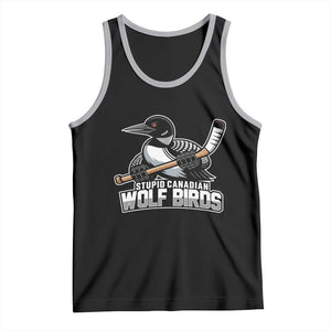 Stupid Canadian Wolf Birds Tank Top Funny Common Loon Viral Hockey Romance TS02 Black Athletic Heather Print Your Wear