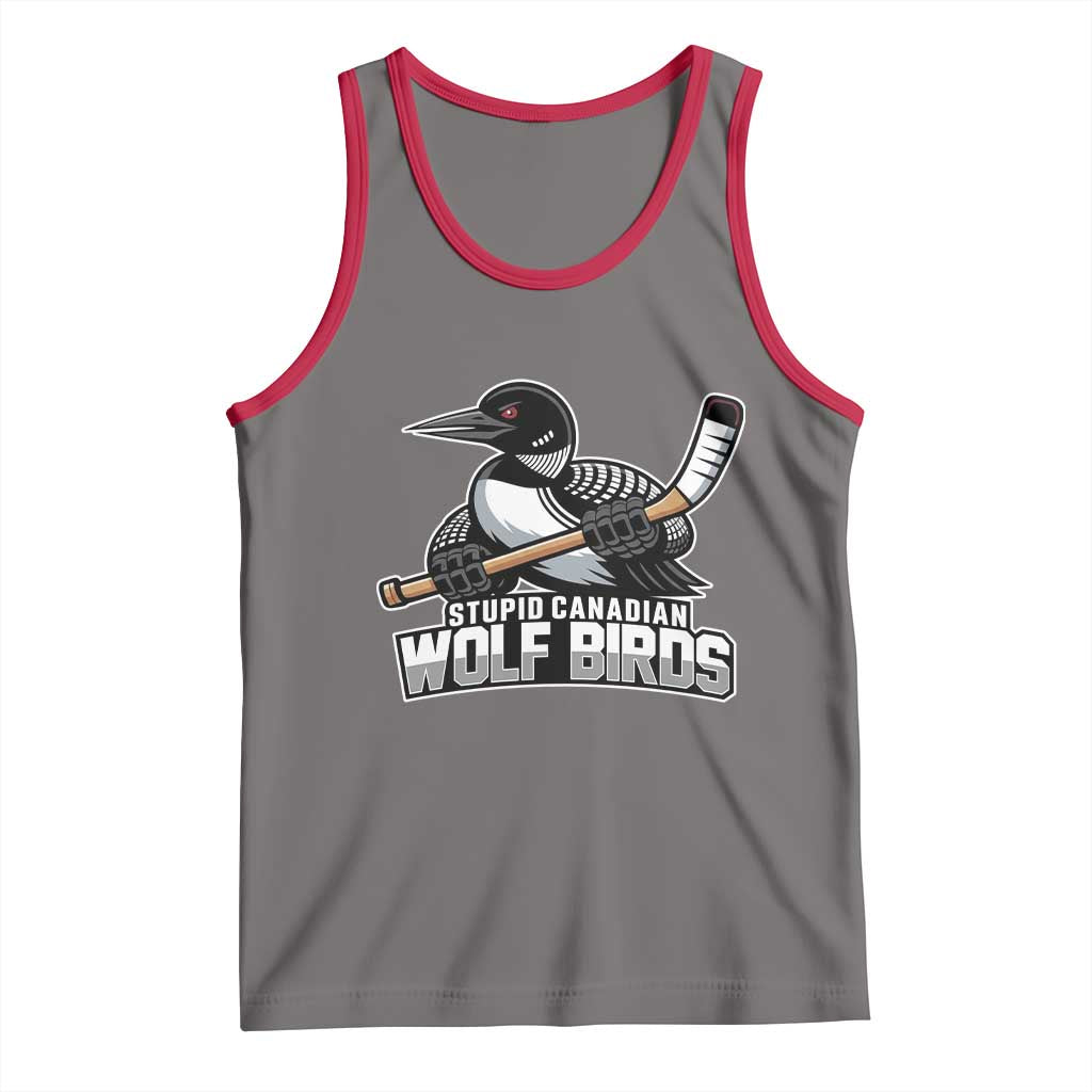Stupid Canadian Wolf Birds Tank Top Funny Common Loon Viral Hockey Romance TS02 Deep Heather Red Print Your Wear