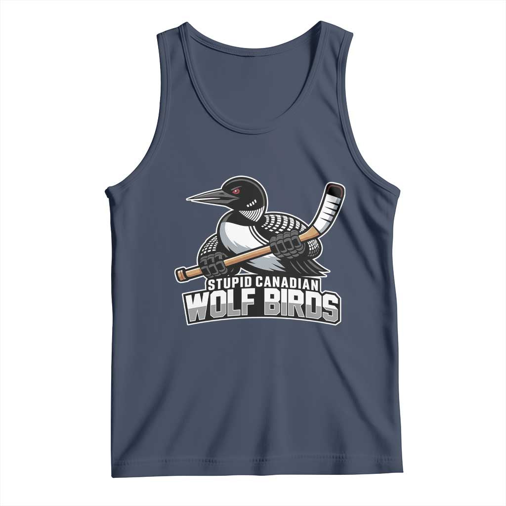 Stupid Canadian Wolf Birds Tank Top Funny Common Loon Viral Hockey Romance TS02 Navy Print Your Wear
