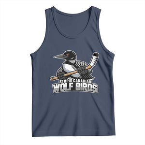 Stupid Canadian Wolf Birds Tank Top Funny Common Loon Viral Hockey Romance TS02 Navy Print Your Wear