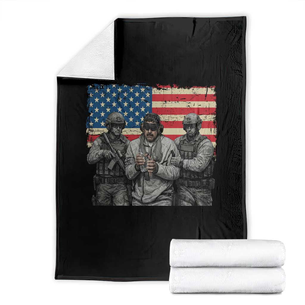 Captured Dictator Maduro Throw Blanket Special Forces Justice Operation American Flag - Print Your Wear