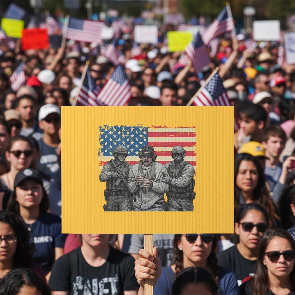 Captured Dictator Maduro Protest Sign Special Forces Justice Operation American Flag TS02 Horizontal 18